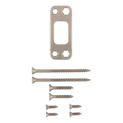 Kwikset Deadbolt Round Corner Strike, 4-Hole, 1-1/8in x 2-3/4in — manufacturer family view