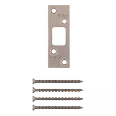 Kwikset Deadbolt Square Corner Strike, 4-Hole Offset, 1-1/4in x 3-5/8in — manufacturer family view