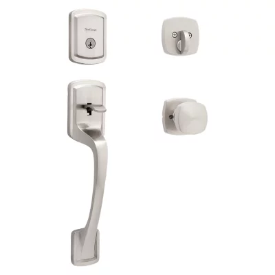 Kwikset Prague Handleset with Arroyo Knob - Deadbolt Keyed One Side - featuring SmartKey — manufacturer family view