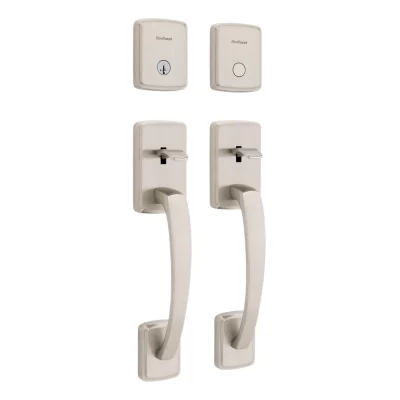 Kwikset Brentford Handleset with Henrik Knob (Round) for French Door - Deadbolt Keyed One Side - featuring SmartKey — manufacturer family view