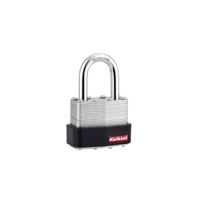 Kwikset 1-3/4 in Laminated Steel Padlock with 1-1/16 in Hardened Steel Shackle — manufacturer family view
