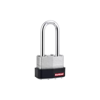Kwikset 1-3/4 in Laminated Steel Padlock with 2 in Hardened Steel Shackle — manufacturer family view