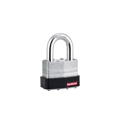Kwikset 2 in Laminated Steel Padlock with 1-1/8 in Hardened Steel Shackle — manufacturer family view