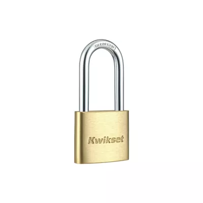 Kwikset 1-9/16 in Brass Padlock with 1-1/2 in Hardened Steel Shackle — manufacturer family view