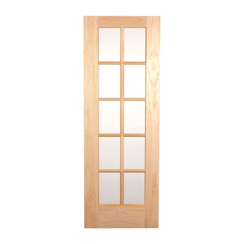 Pine 10 Lite French Door with Ovolo Sticking - Clear Glass, 1-3/8" interior door