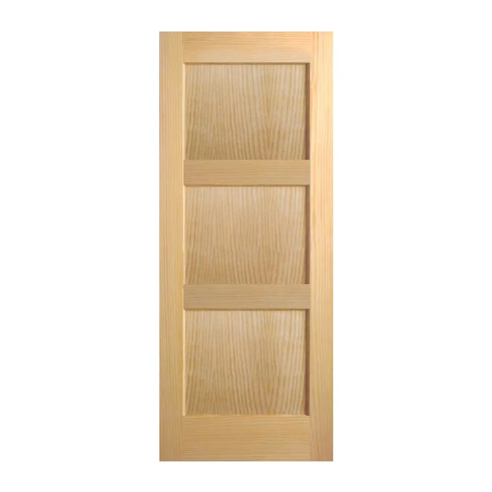 Pine C30 3-Panel Equal Shaker Interior Door with Square Sticking - 1-3/8" interior door