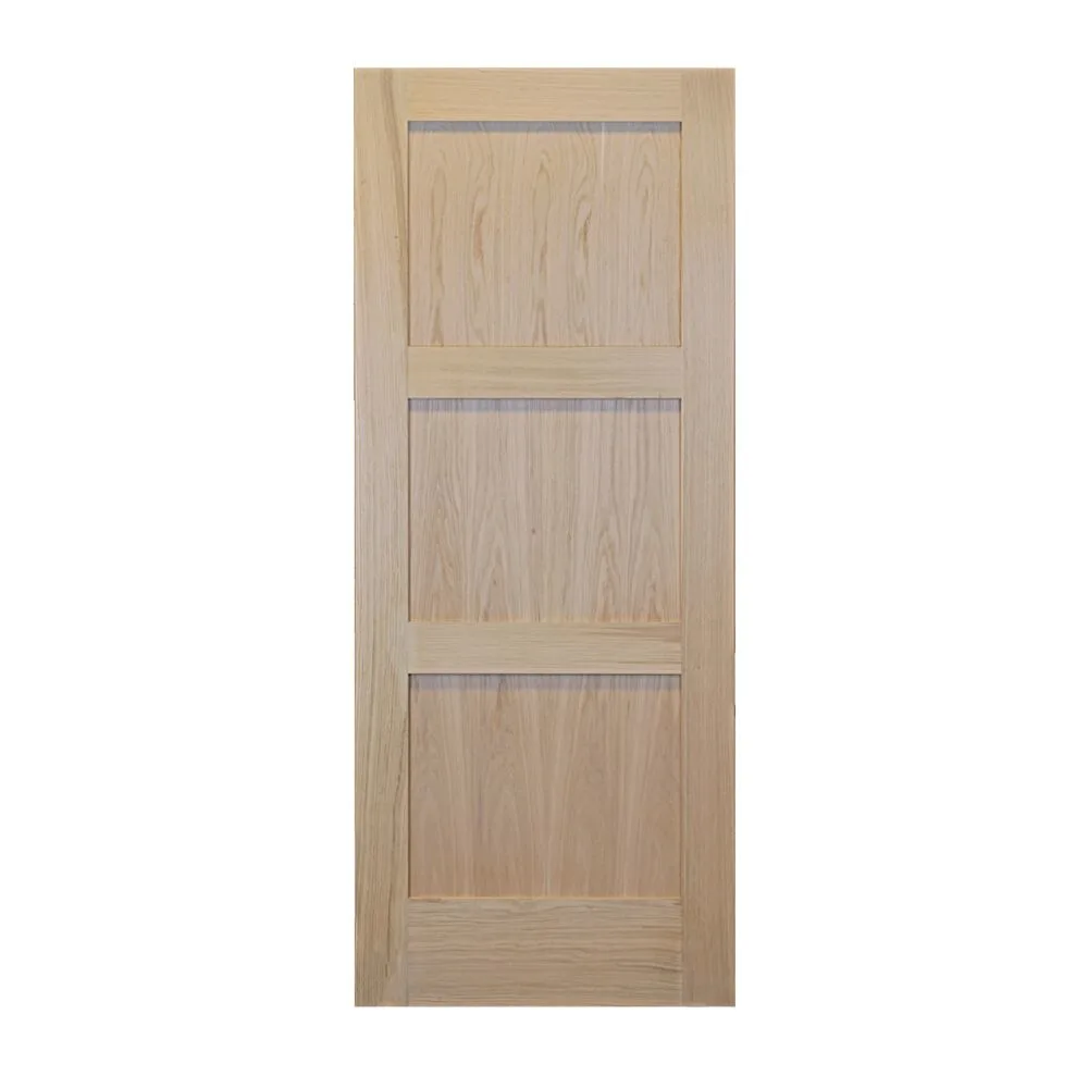 White Oak 3-Panel Equal Shaker Door with Square Sticking - 1-3/4" interior door