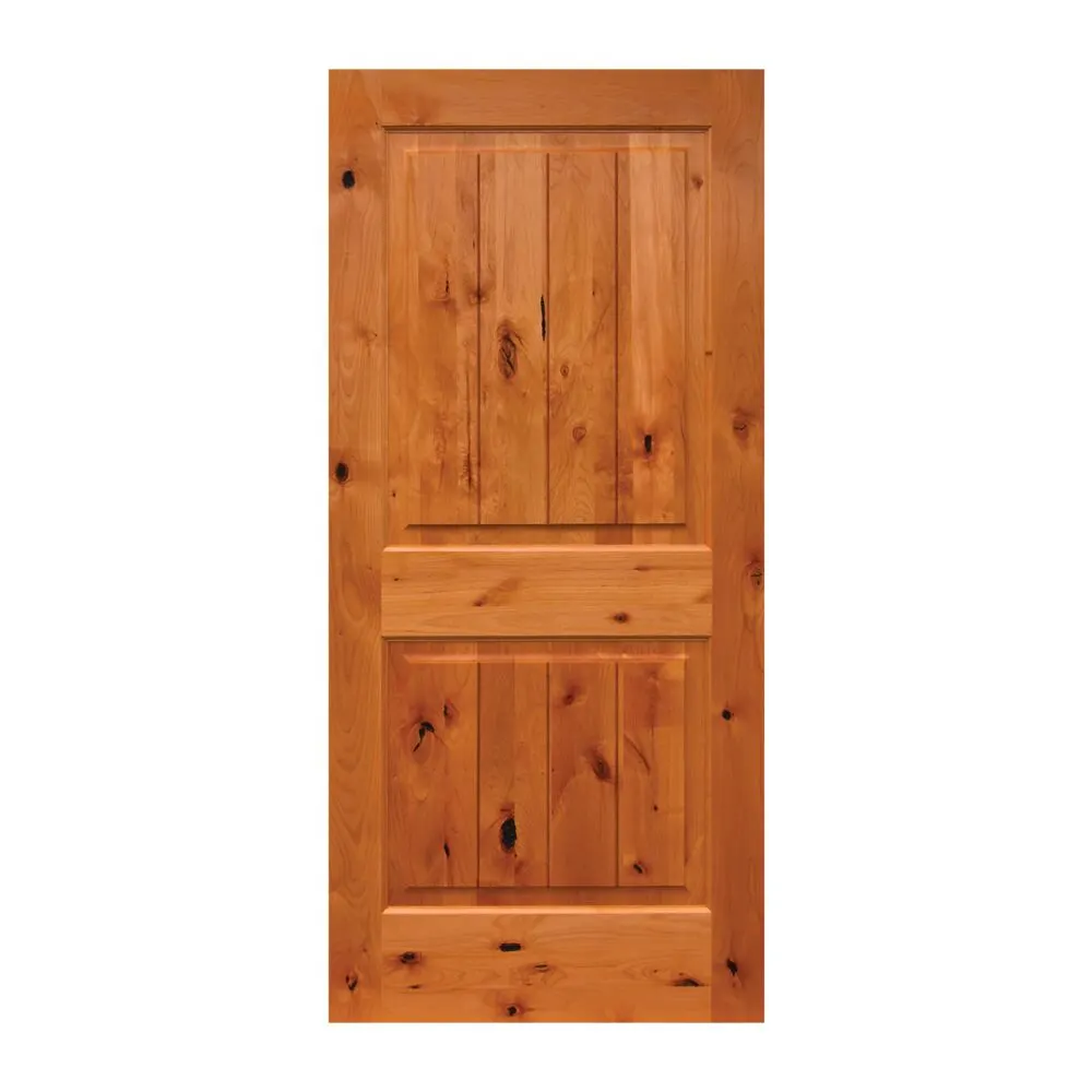 Knotty Alder C22 2-Panel Square Top V-Groove Door with Ovolo Sticking interior door