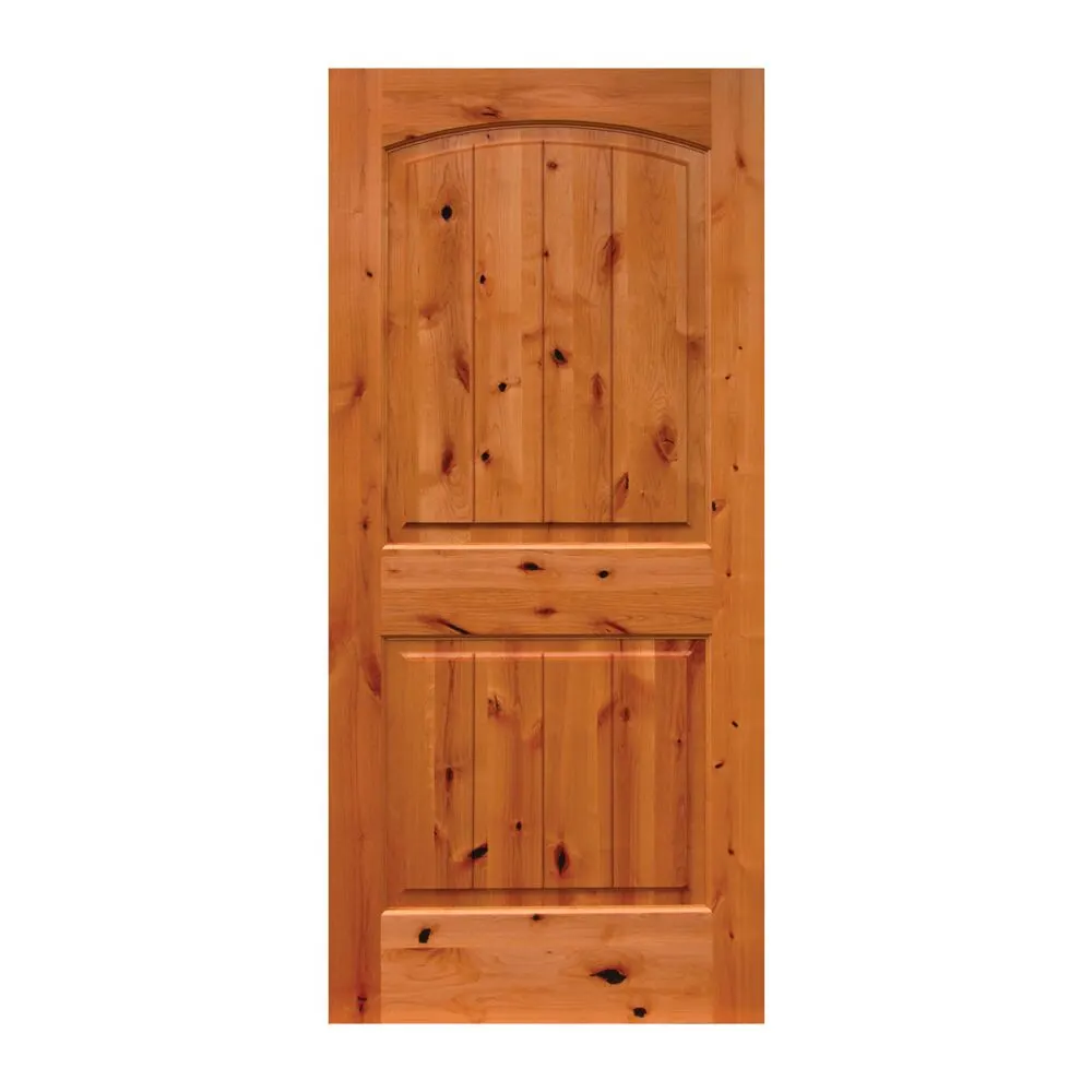Knotty Alder C22-A 2-Panel Arch Top V-Groove Door with Ovolo Sticking interior door