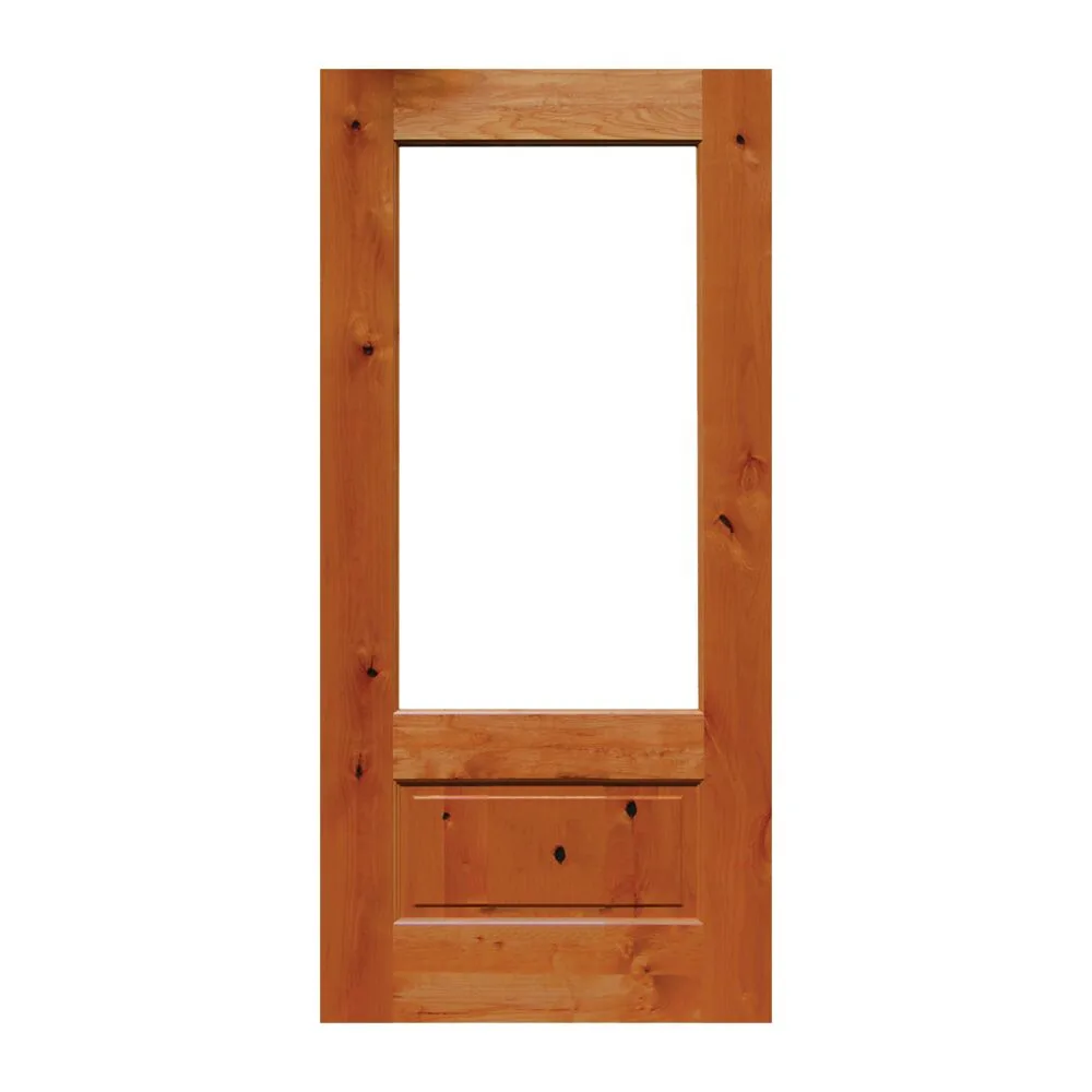 Knotty Alder 1 Panel 3/4 Lite Open Rim Door with Ovolo Sticking - 1-3/4" interior door