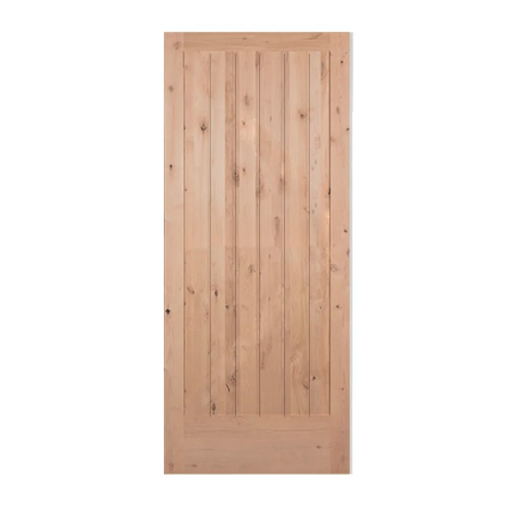 Knotty Alder 1 Panel V-Groove Barn Door with Square Sticking - 1-3/8" interior door