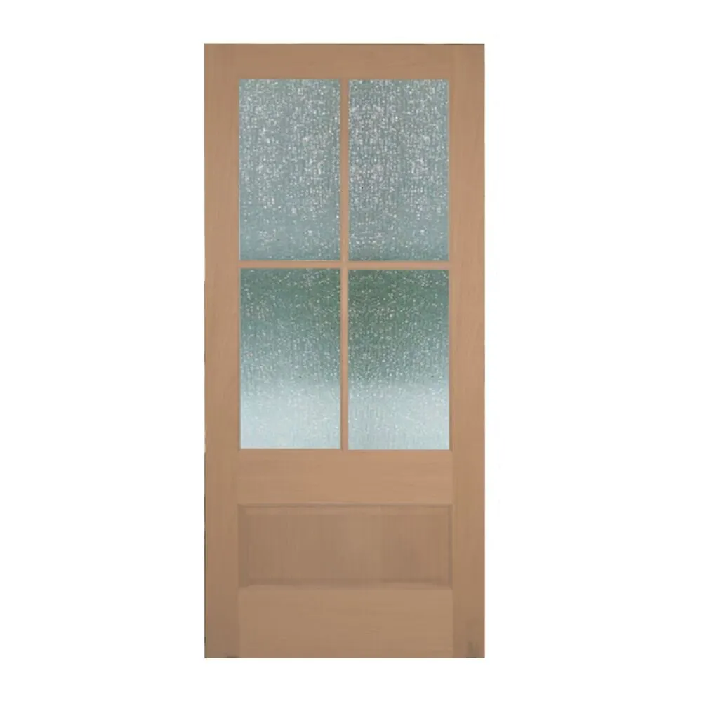 Mahogany 4-Lite 3/4 Over 1 Panel Door with Ovolo Sticking - Rain Glass, 1-3/4" interior door
