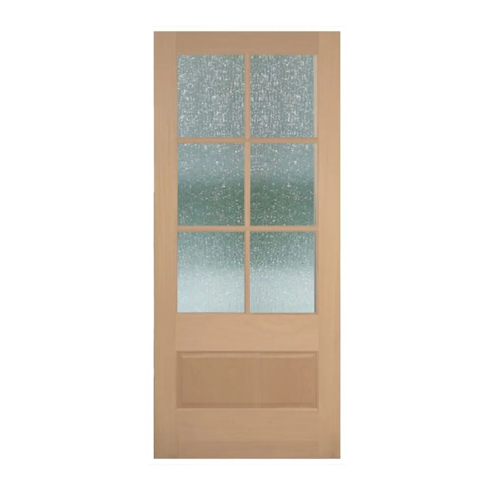 Mahogany 6 Lite 3/4 Over 1 Panel Door with Ovolo Sticking - Rain Glass, 1-3/4" interior door