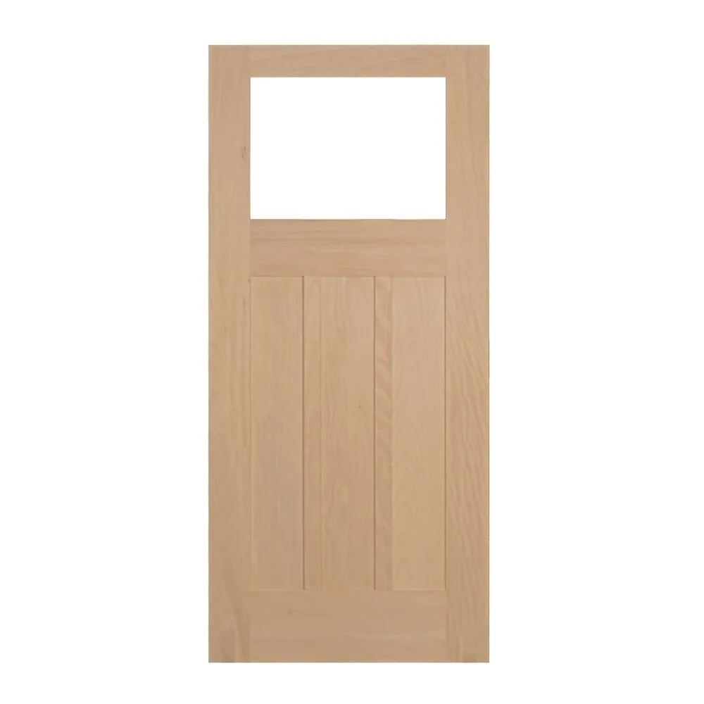 Mahogany 1 Lite 3 Panel Craftsman Door with Square Sticking - Clear Bevel Glass, 1-3/4" interior door