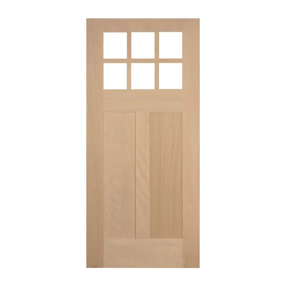 Mahogany 6 Lite 2 Panel Craftsman Door with Square Sticking - Clear Bevel Glass, 1-3/4" interior door