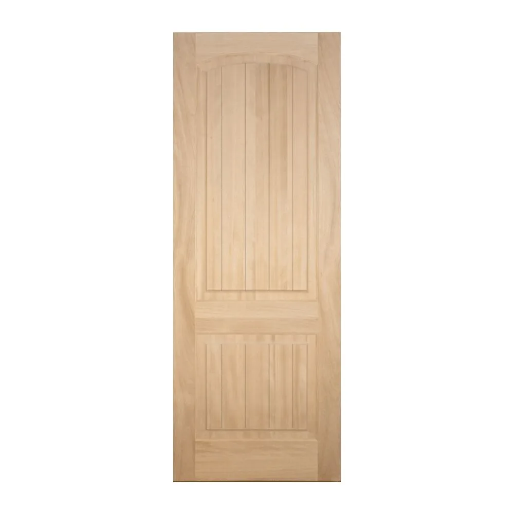 Mahogany 2 Panel Arch Top V-Groove Door with Ovolo Sticking - 1-3/4" interior door
