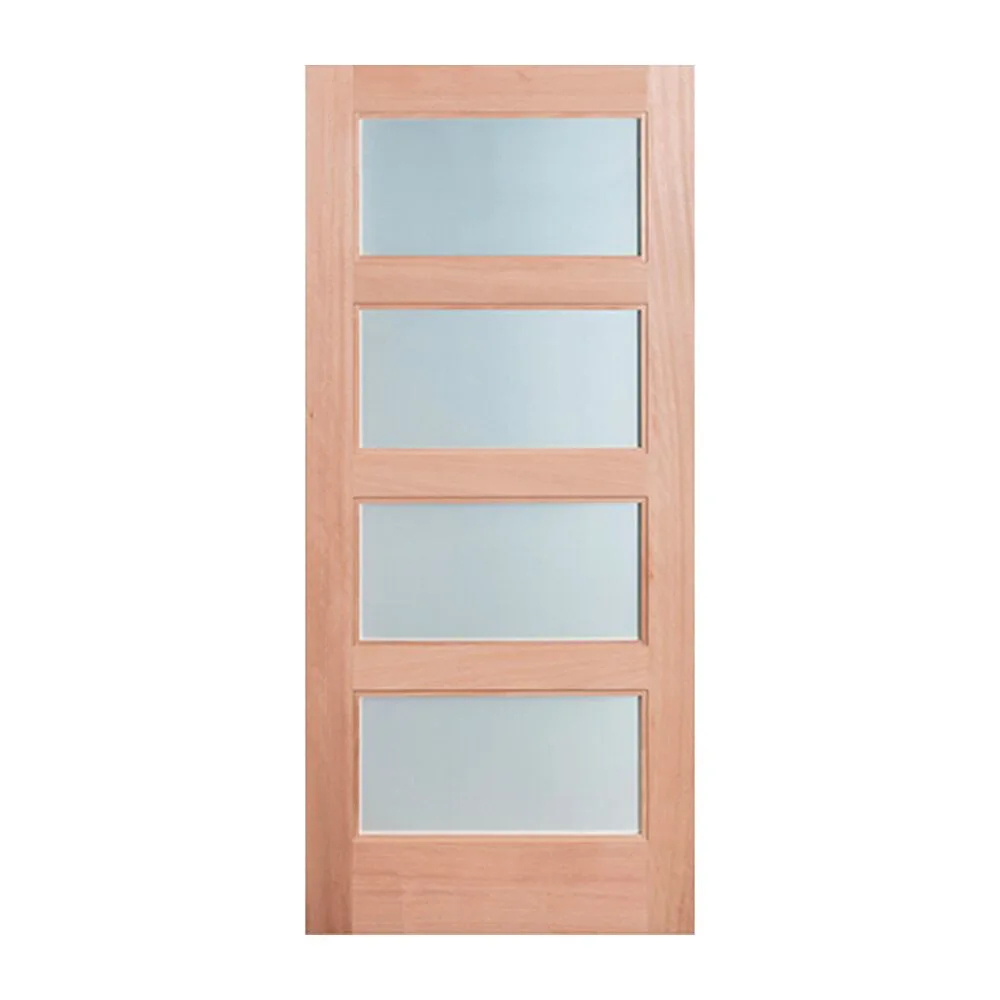 Mahogany 4-Lite Equal Panel Door with Square Sticking - Clear IG, 1-3/4" interior door