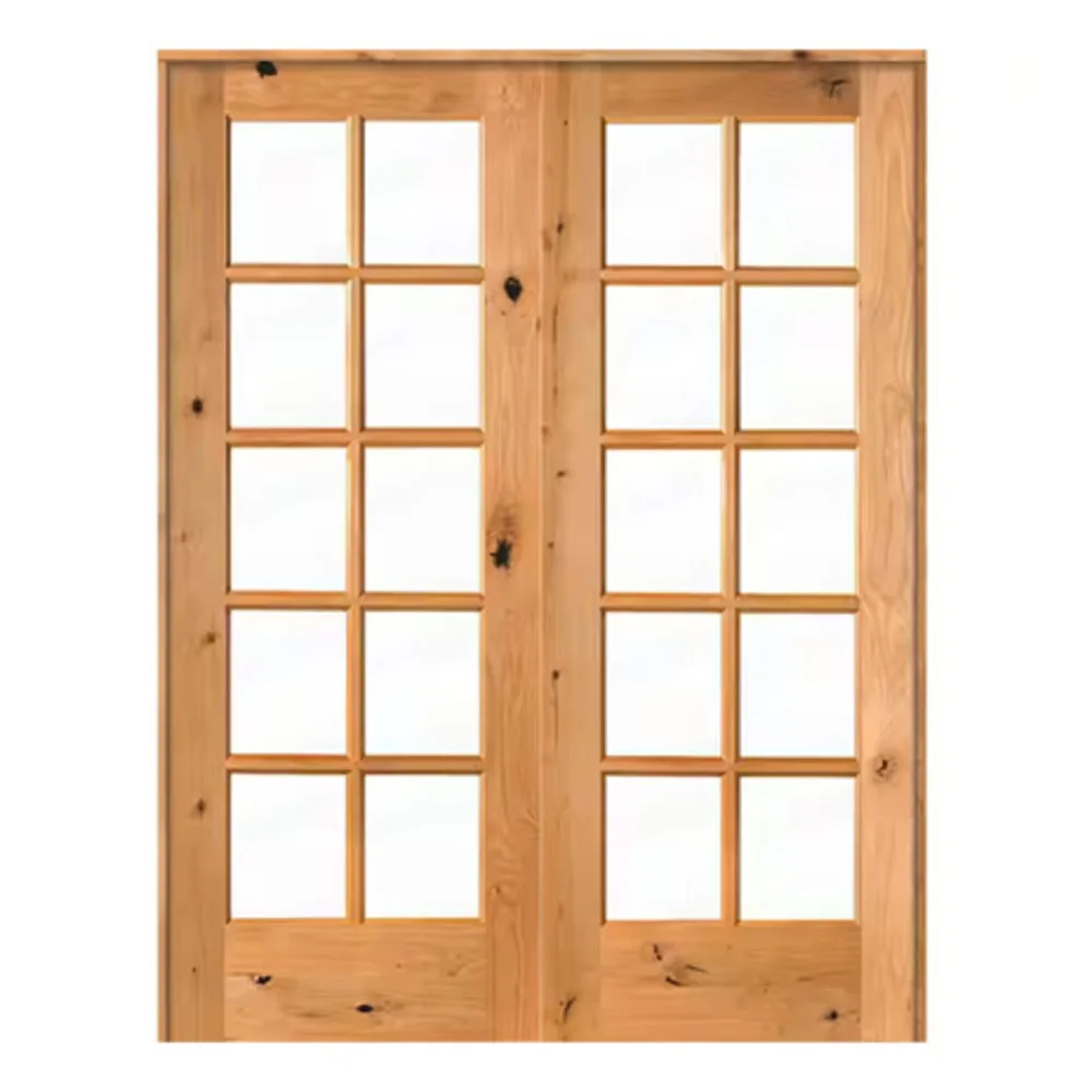 Knotty Alder 1510 10-Lite True Divided Lite French Door with Ovolo Sticking - Clear Glass, 1-3/8" interior door
