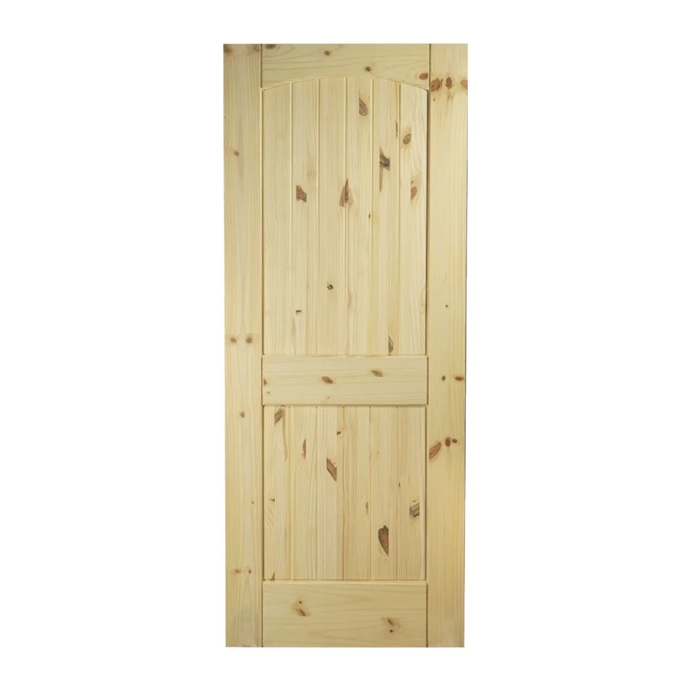 Knotty Pine 2 Panel Arch Top Raised V-Groove interior door