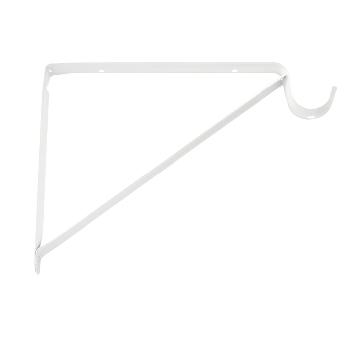 Light-Duty, Fixed Shelf & Rod Support Bracket in White Powder-Coated Steel