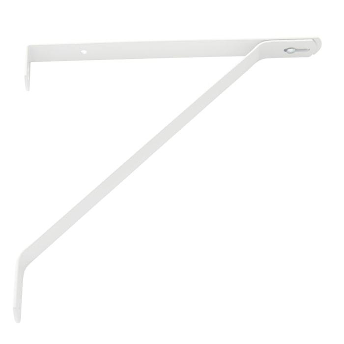 H.D. Adjustable Shelf Support Bracket - No Hook in White Powder-Coated Steel