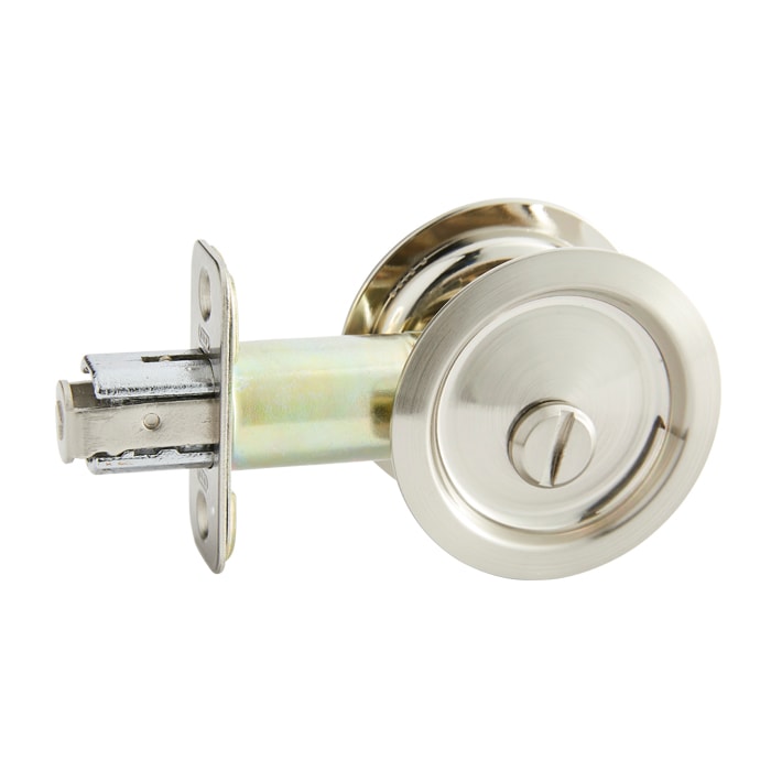 Pocket Door Locks (Round Bore) Privacy in Satin Nickel