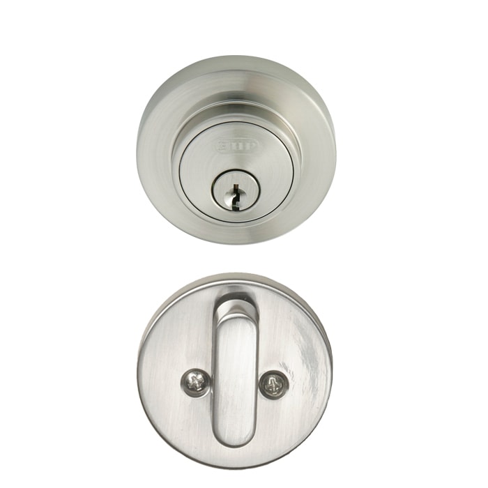 Low Profile Single Cylinder Deadbolts in Satin Nickel