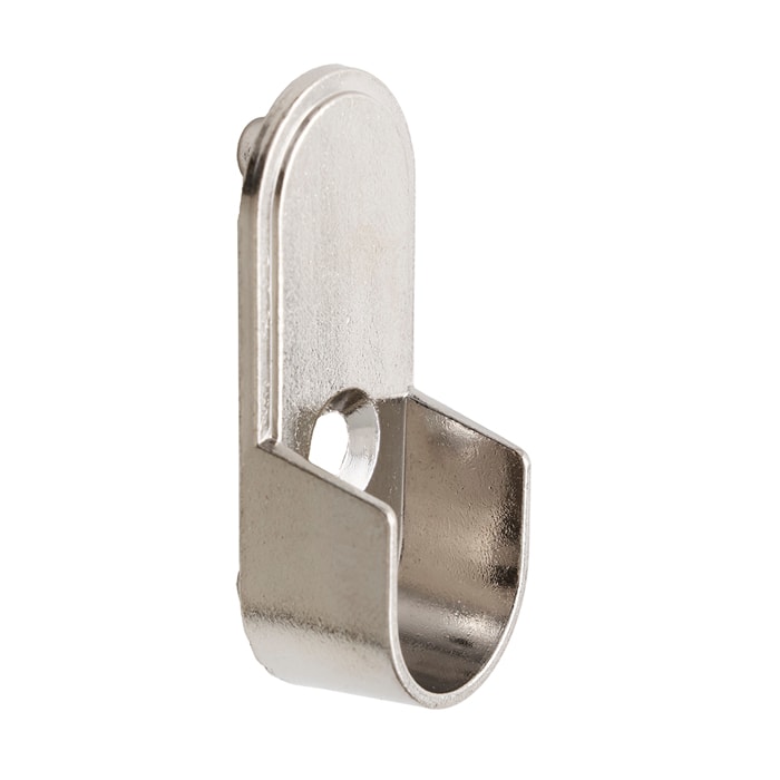 Oval Closet Rod Socket Set with Wall Pin in Satin Nickel
