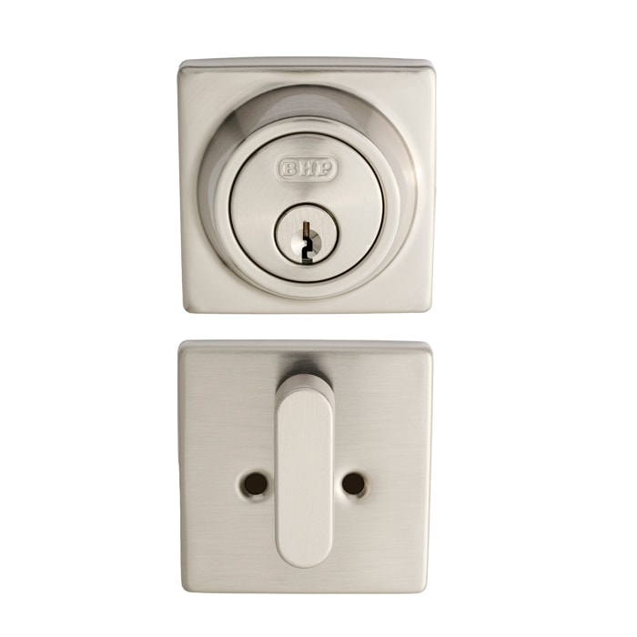 Modern Square Deadbolt in Satin Nickel