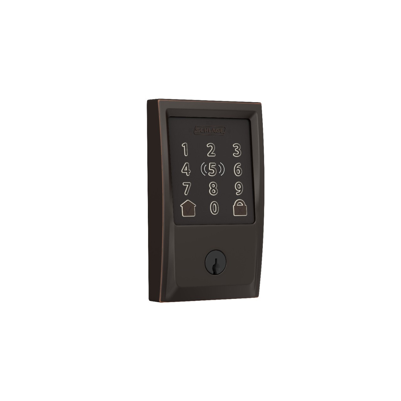 Schlage Schlage Encode Plus™ Smart WiFi Deadbolt with Century Trim in Aged Bronze — manufacturer exterior view