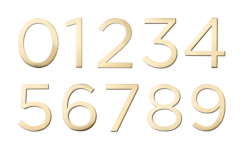 Sure-Loc 6″ Floating House Numbers in SB Satin Brass