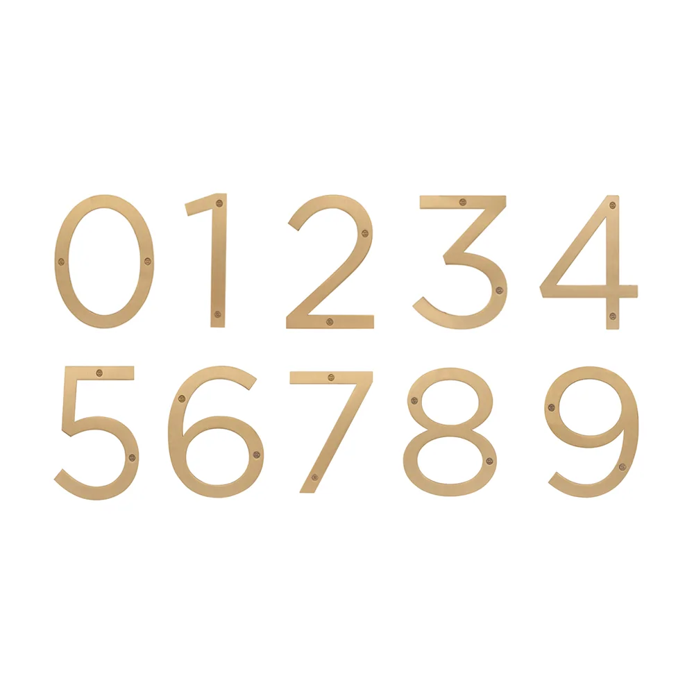Sure-Loc 6″ Stainless Steel House Numbers in SB Satin Brass