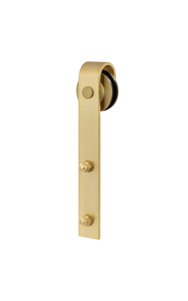 Sure-Loc Barn Track Roller, Strap Mounted in SB Satin Brass