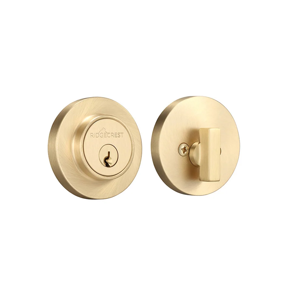 Ridgecrest Round Mountain Deadbolt in SB Satin Brass