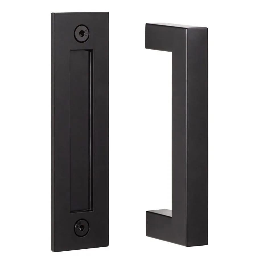 Sure-Loc Square Barn Door with Flush Mounted Handle in FBL Flat Black