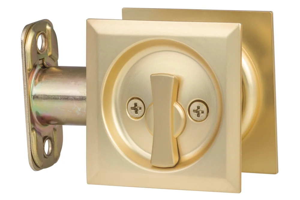Sure-Loc Square Pocket Door Pull in SB Satin Brass