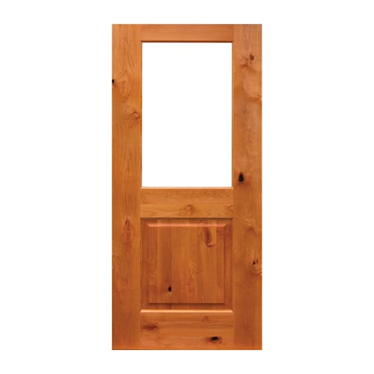 Specialty Building Products Knotty Alder 1-Panel 1/2 Lite Open Rim Door with Ovolo Sticking - 1-3/4"
