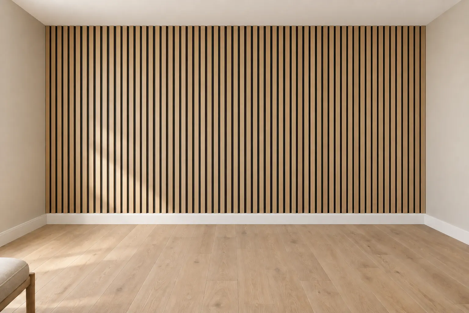 Full Height White Oak Slat Wall — after design concept