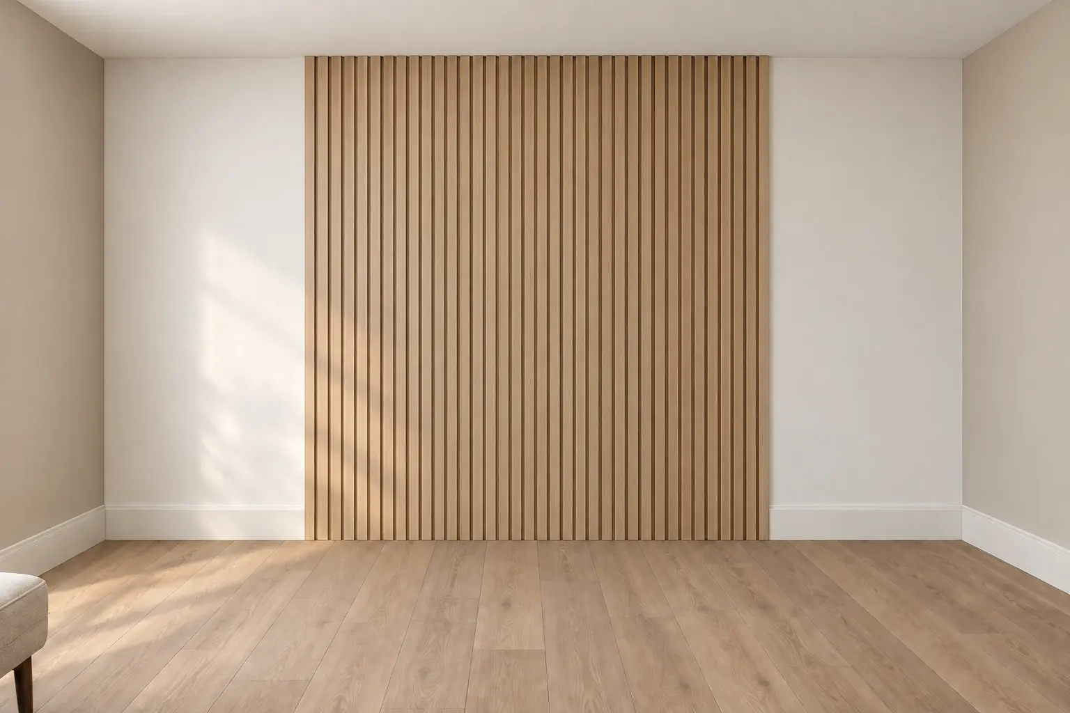 Centered White Oak Slat Feature — after design concept