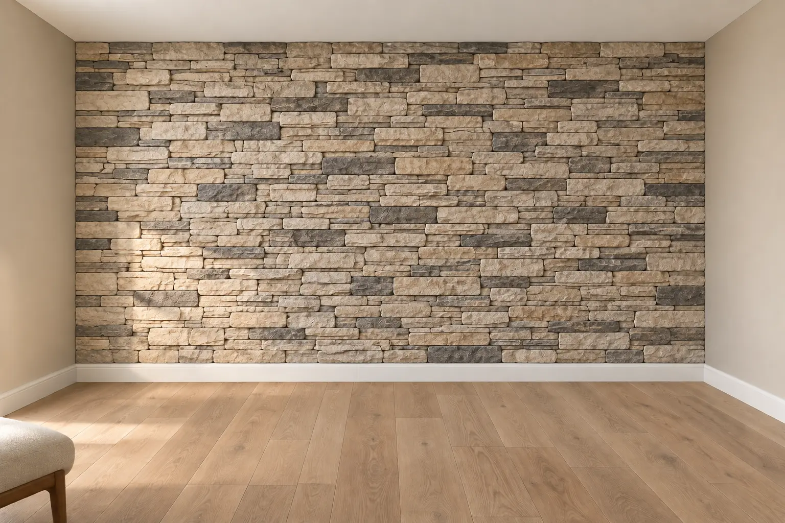 Stacked Stone Veneer Wall — after design concept