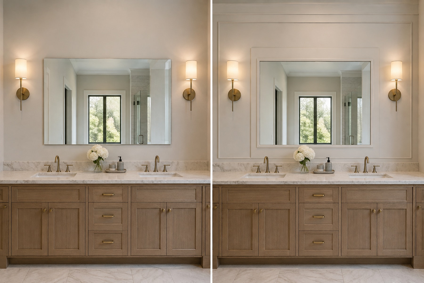 Full wall-panel mirror integration — illustrative design