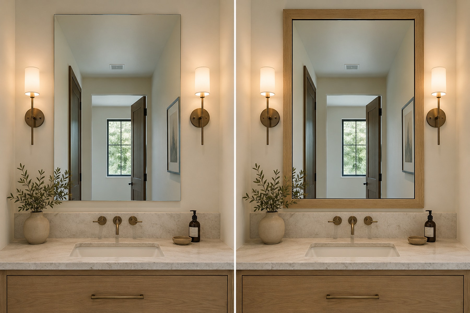 Full wall-panel mirror integration — illustrative design