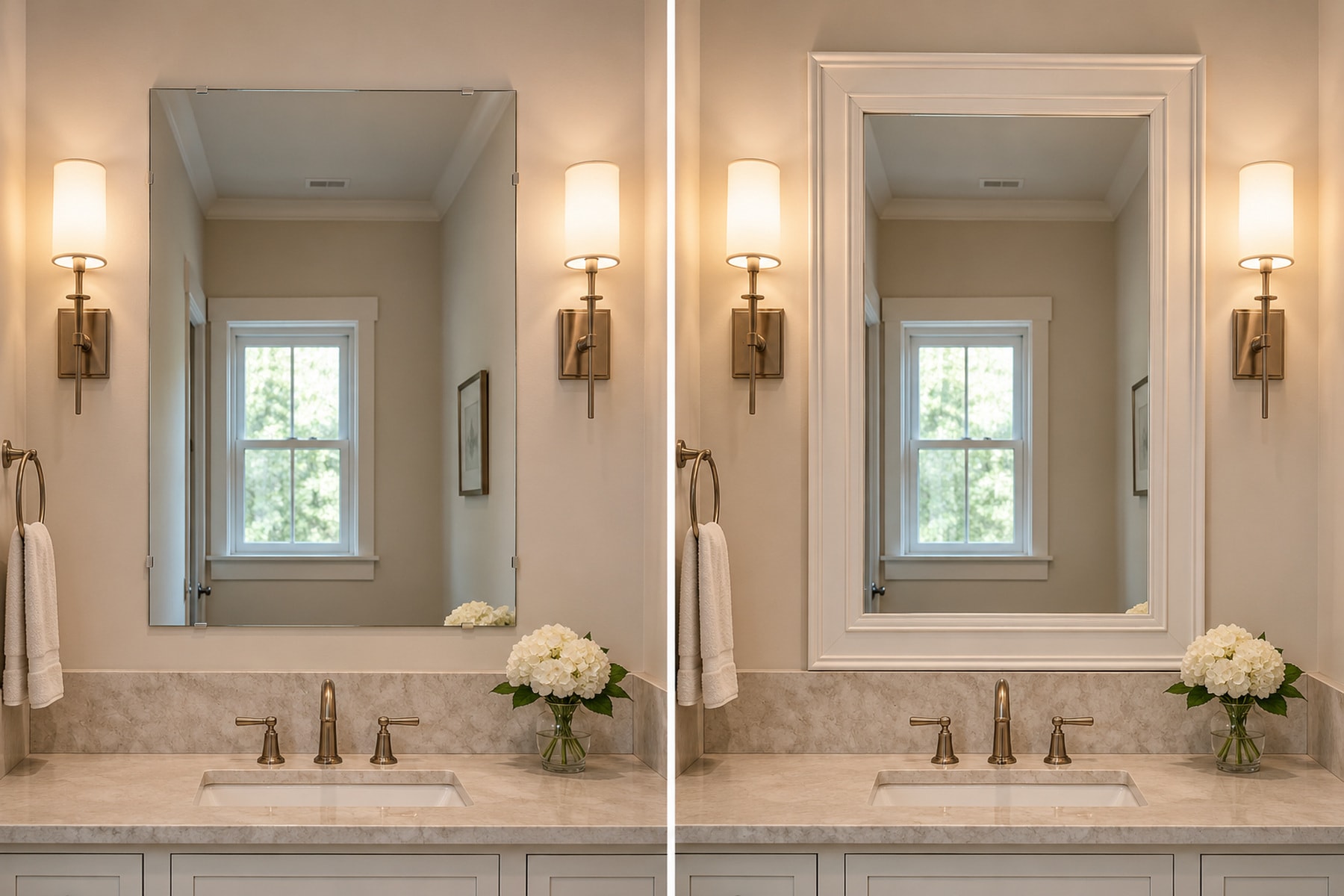 Floating ledge mirror casing — illustrative design