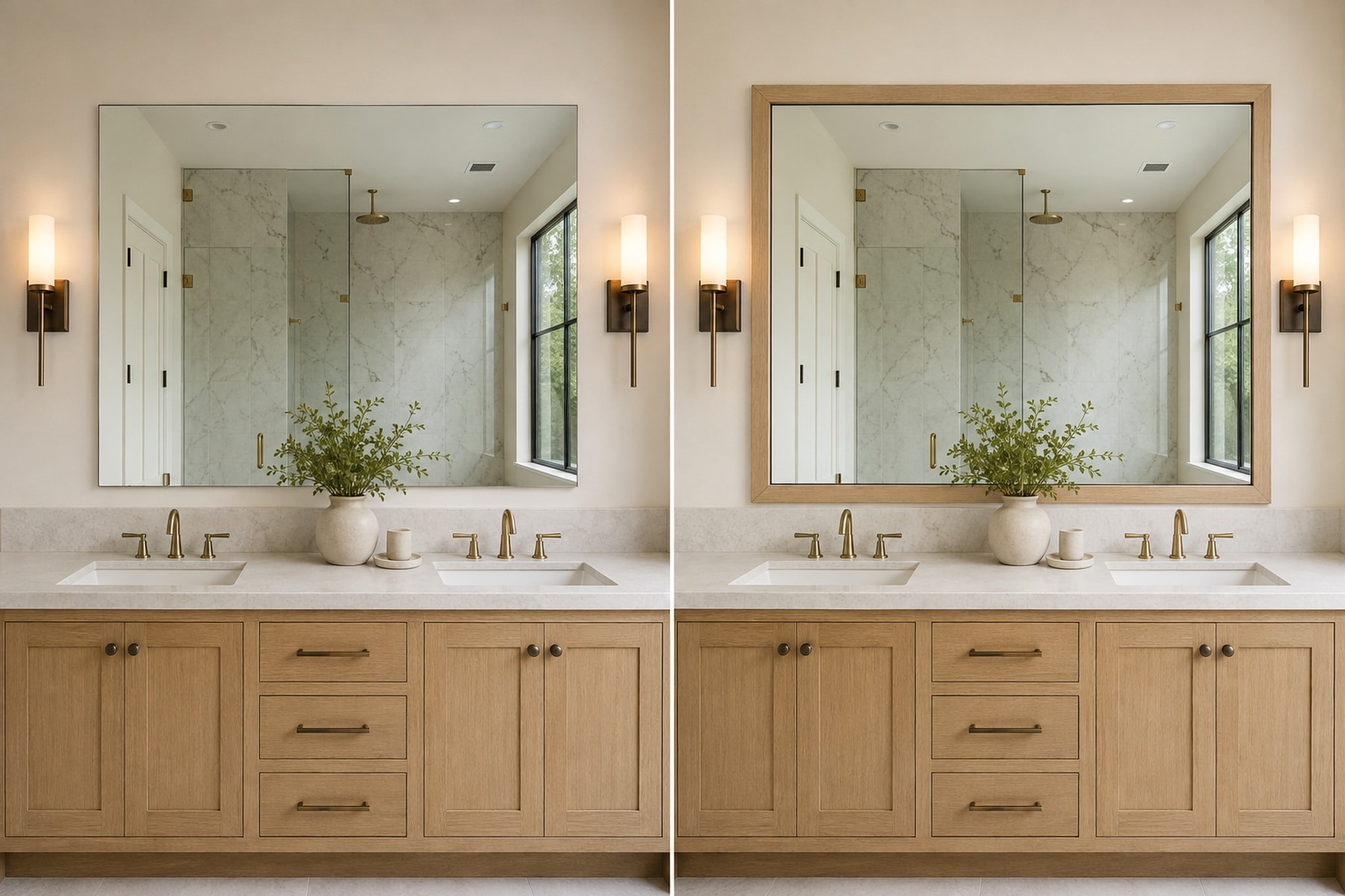 Floating ledge mirror casing — illustrative design