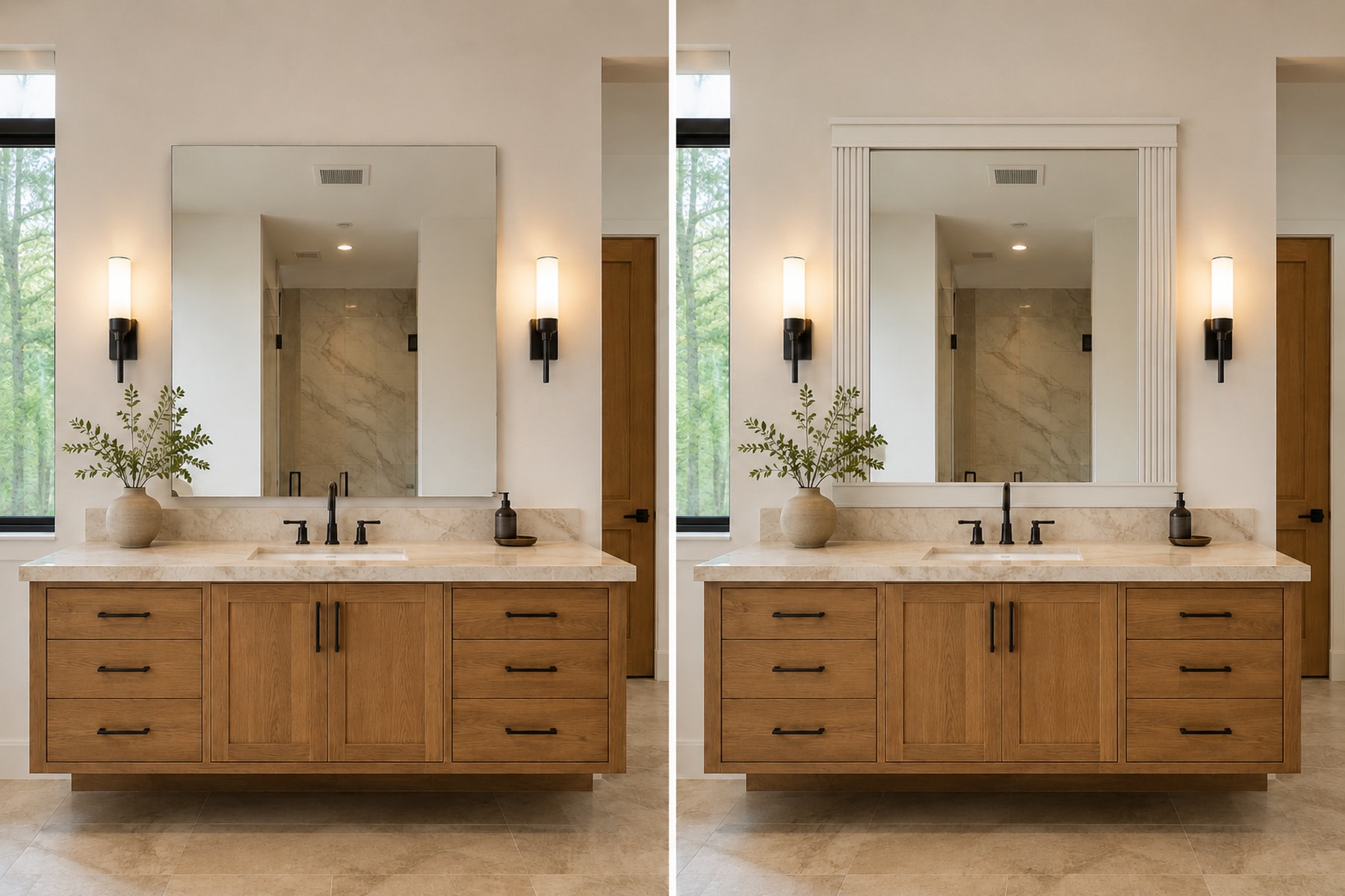 1x4 square mirror casing