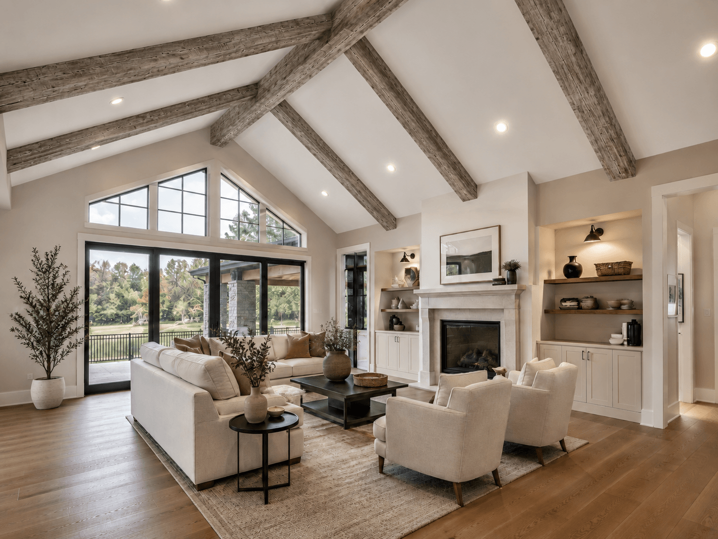 White-oak beam with tongue-and-groove field — illustrative design
