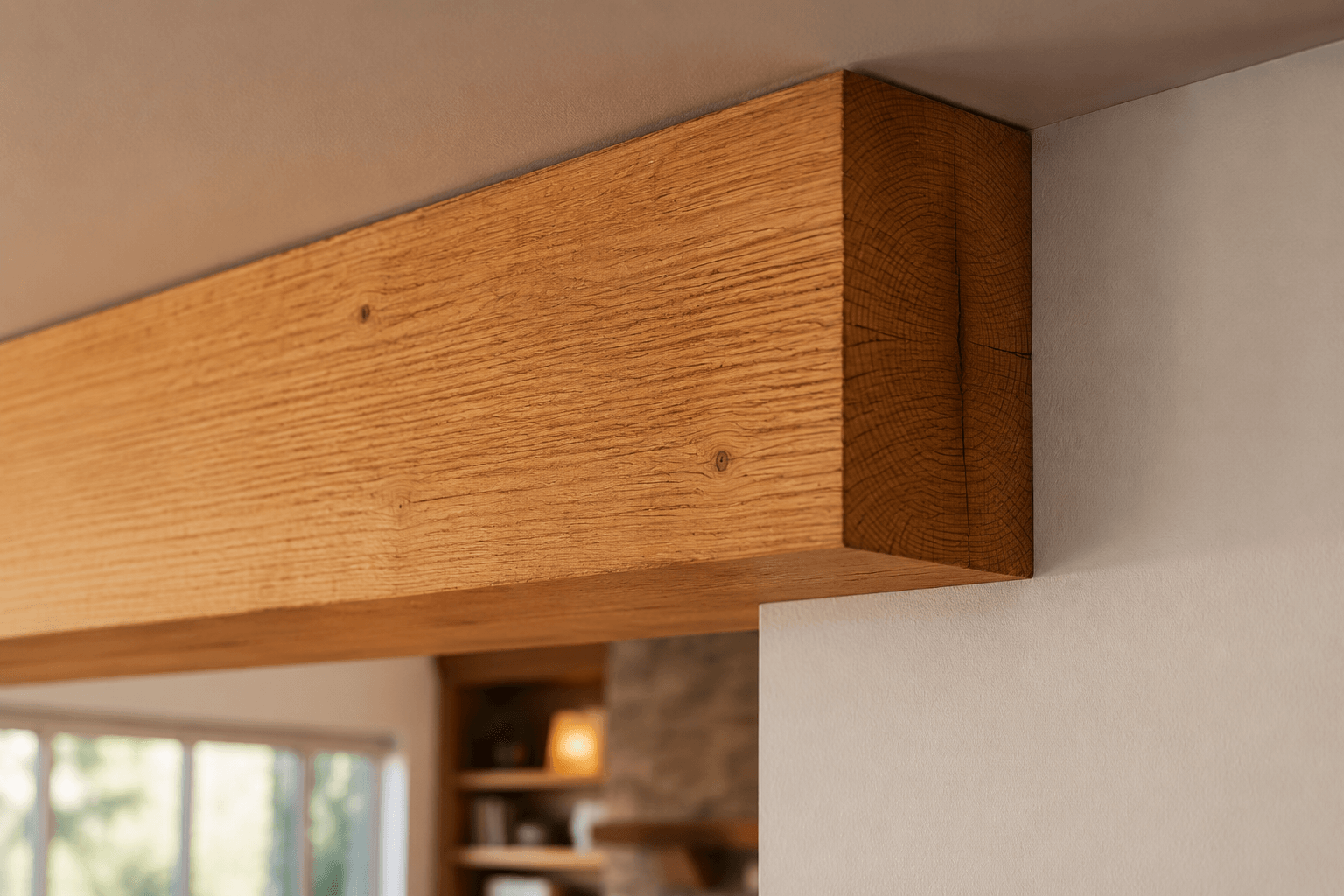 Four-piece stained Douglas-fir box beams
