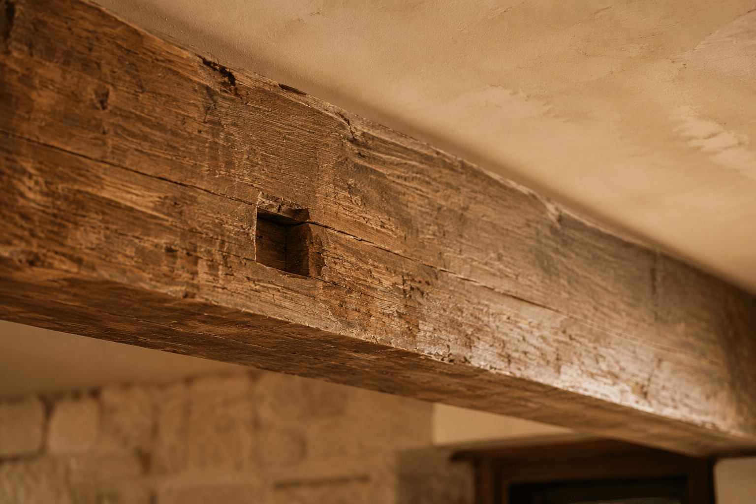 Four-piece stained Douglas-fir box beams