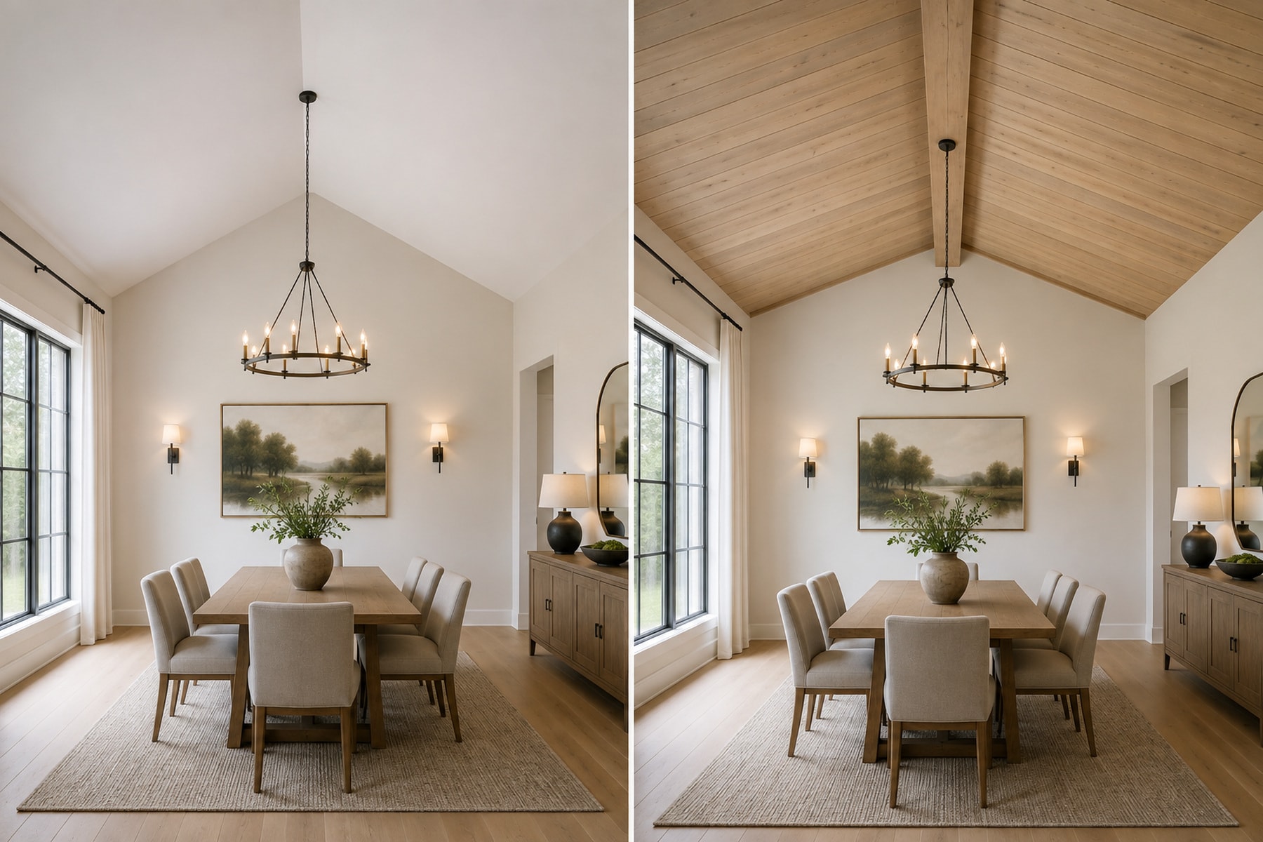 White-oak beam with tongue-and-groove field — illustrative design
