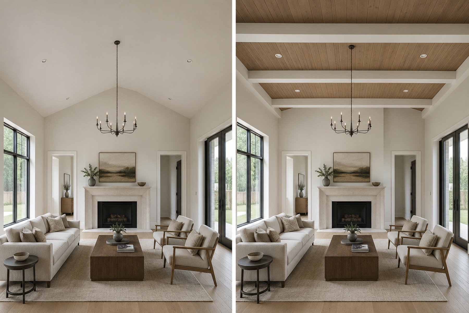 Painted beam and stained inset — illustrative design